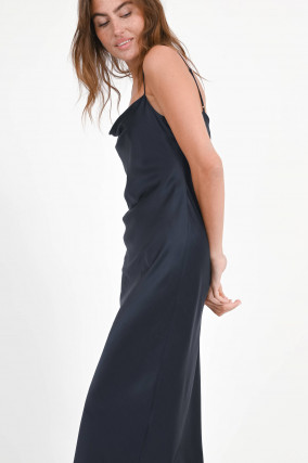 Slipdress aus Seide in Dark Navy