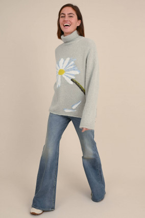 Strickpullover COZY DAISY in Salbeigrün