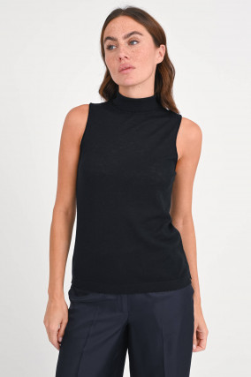 Woll-Cashmere-Top in Schwarz