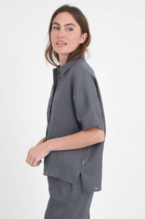 Kurzarm-Bluse MELANIA in Anthrazit