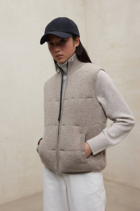 Woll-Gilet TUART in Toast Melange