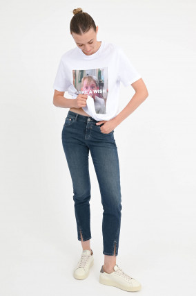 T-Shirt mit MAKE A WISH-Schriftzug in Weiß