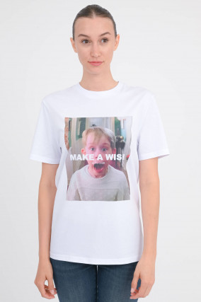 T-Shirt mit MAKE A WISH-Schriftzug in Weiß