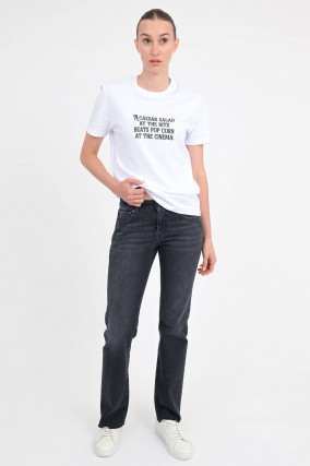 T-Shirt mit THE RITZ-Schriftzug in Weiß