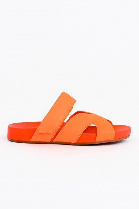 Leder Pantoletten NAPPA ARANCIO in Neonorange