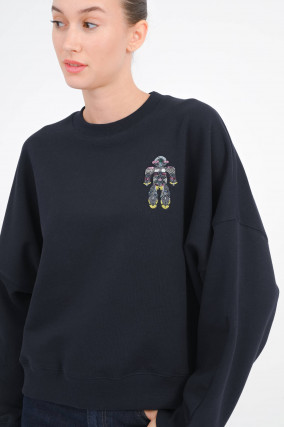 Sweatshirt mit Perlen-Detail  in Navy