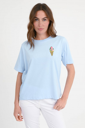 Boxy T-Shirt HICECREAM in Hellblau