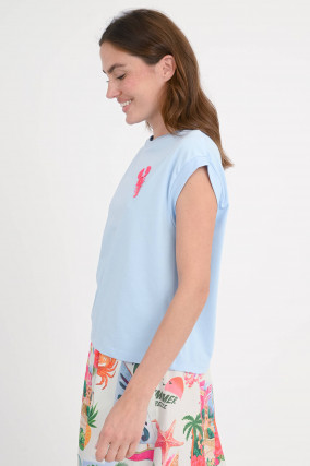 Boxy T-Shirt HOBSTER in Hellblau