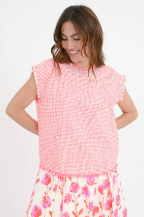 Tweed-Oberteil HONDURAS in Pink/Creme