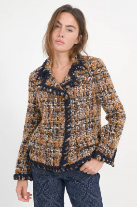 Tweed Blazer mit Stick-Details in Multicolor