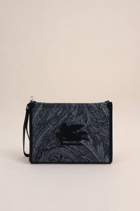 Unisex-Clutch in Weiß/Navy gemustert