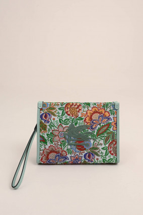 Jaquard Clutch mit floralem Muster in Multicolor