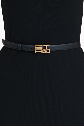 Ledergürtel mit Logo-Schnalle in Schwarz