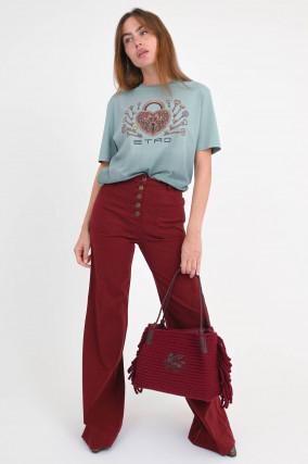 T-Shirt mit Schlüssel-Print in Salbei