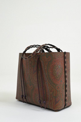 Paisley-Shopper mit dekorativen Details in Braun