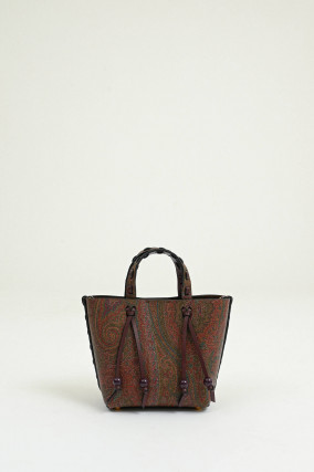 Mini-Shopper mit Paisley-Muster in Braun