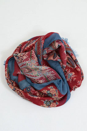 Tuch mit Paisley-Print in Rot/Blau