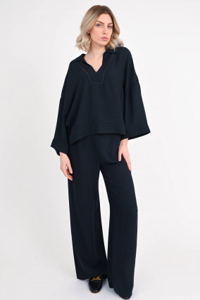 Blusenshirt aus Viskose in Navy