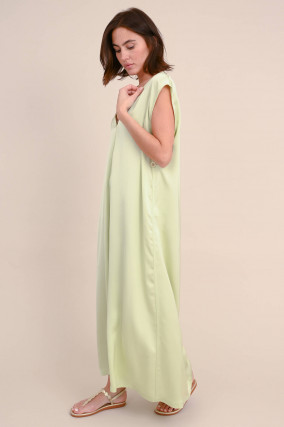 Fließendes Midi-Kleid in Pastell-Lime