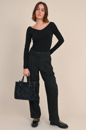 Weite Hose aus Viskose Mix in Schwarz