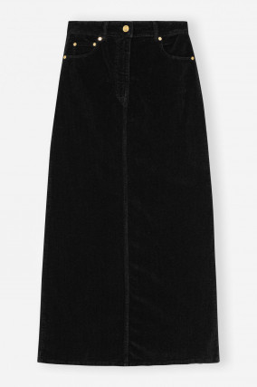 Maxi Rock aus Baumwoll-Cord in Schwarz