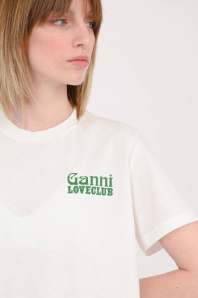 Oversized T-Shirt mit Print in Ivory/Grün