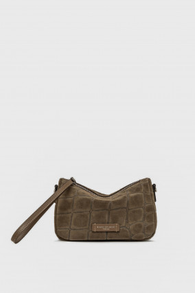 Kroko-Velourleder-Pouch NORA SMALL in Daino