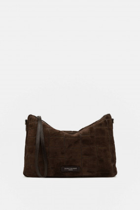 Kroko-Velourleder-Pouch NORA in Espresso