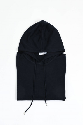 Hoodie aus Merinowolle in Navy