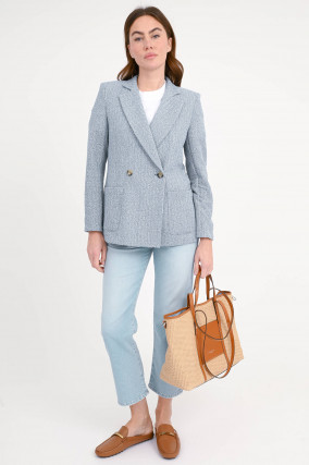 Melierter Blazer in Blau/Weiß