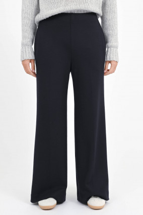 Weite Wollhose in Navy