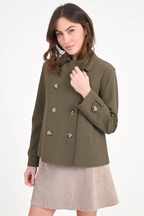 Ausgestellte doppelreihige Jacke in Dark Khaki