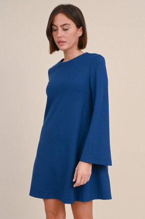 Kleid aus Schurwolle in Dunkelblau