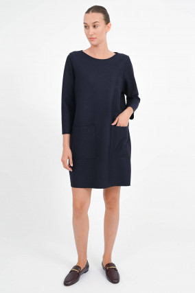 Kleid aus reiner Wolle in Navy