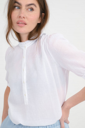 Bluse TEENA mit Rüschenkragen in Weiß