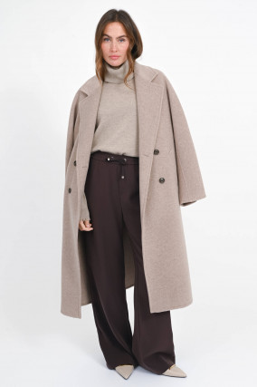 Midi-Wollmantel in Cappuccino