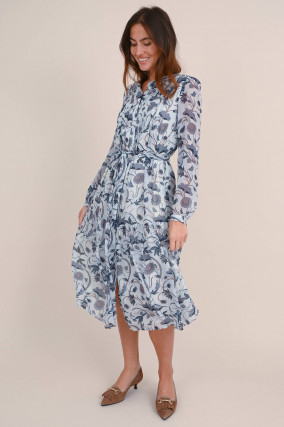 Viskose Kleid mit floralem Muster in Hellblau