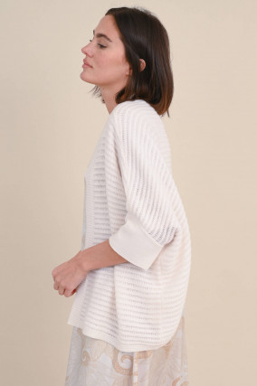 Kurzarm Cardigan aus Cashmere in Natur