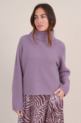 Querrippstrick Pullover in Violett