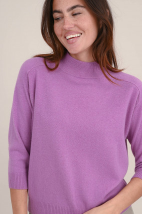 Cashmere Pullover mit Strehkragen in Mauve