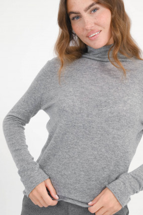 Rollkragen-Pullover aus Cashmere in Hellgrau