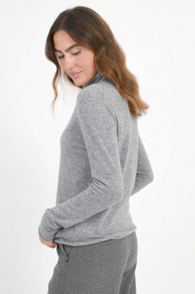 Rollkragen-Pullover aus Cashmere in Hellgrau