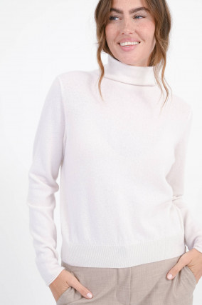 Turtle-Neck Pullover aus Cashmere in White Cloud