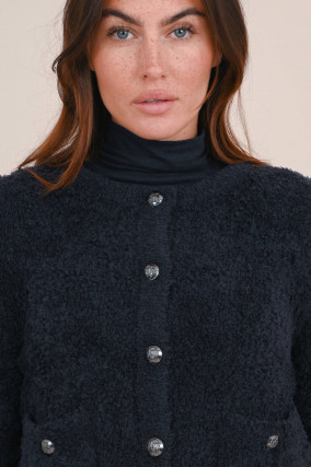 Bouclé Strickjäckchen in Midnight