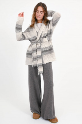 Loungewear Strickjacke in Storm Grey/White