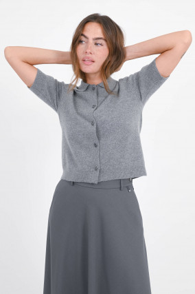 Cashmere Cardigan mit H-Knöpfen in Grau