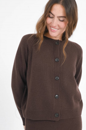 Strickjacke mit Raglanärmel in Bitter Chocolate