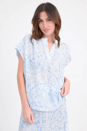 Blusenshirt POSY in Hellblau/Weiß gemustert