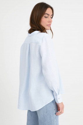Leinenbluse in Hellblau 