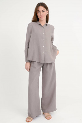 Leinenbluse in Taupe